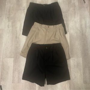 outerrim Men's Shorts 3 Pair Bundle, Size 36 Waist   2 Black Pair One Tan Pair